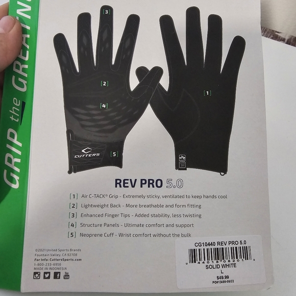 Men's Extreme Grip Gloves - White - Picture 8 of 10